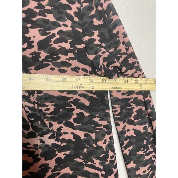 Cabi Pink Black Camo Neck Tie Long Sleeve Sheer Blouse Size Medium - Picture 9 of 10